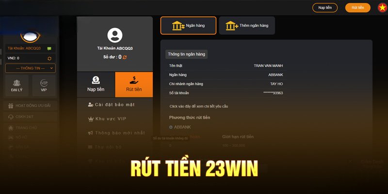 rút tiền 23win lưu ý